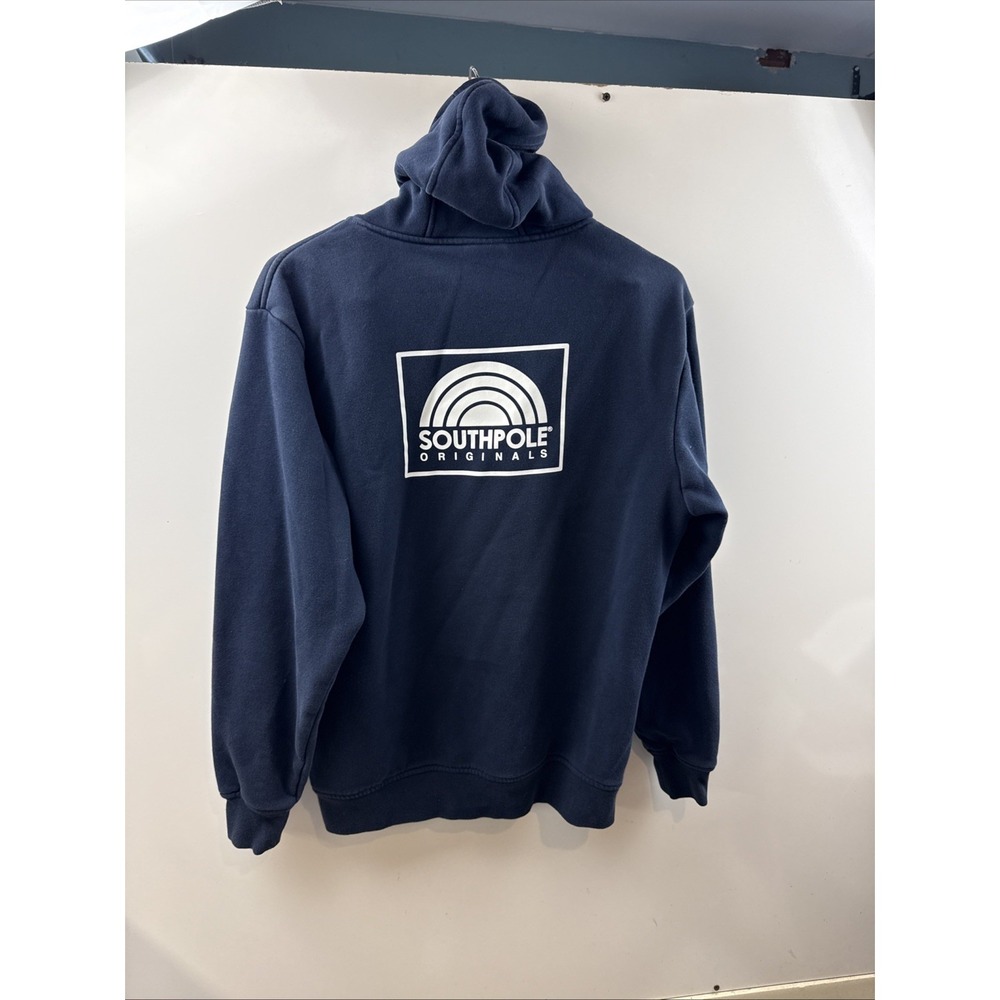 Vtg Southpole Southpole Square Logo Hoody Pullover Blue Medium